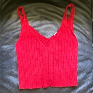 Red cropped tank top